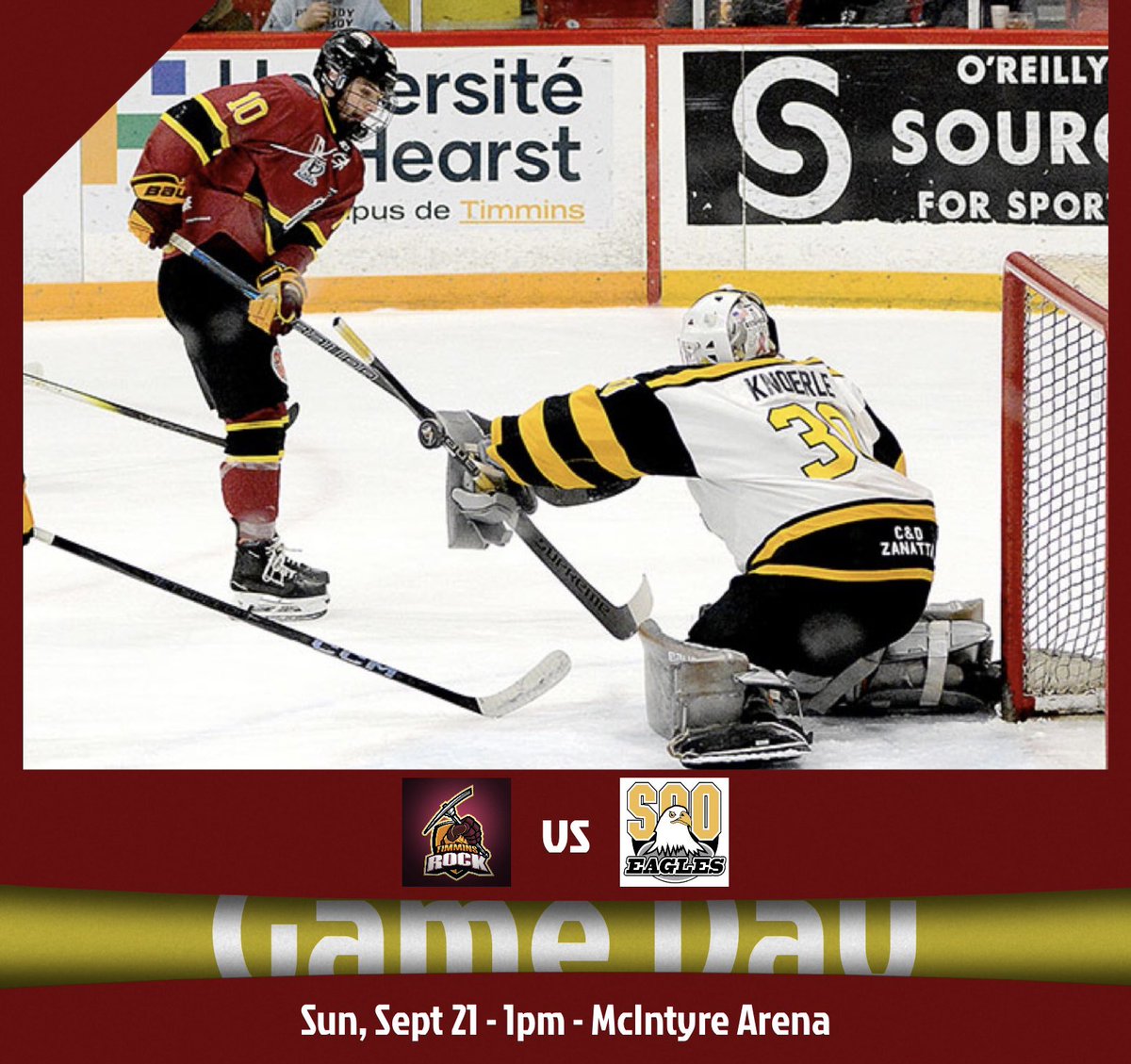 TimminsRock's tweet image. 📣 ITS GAME DAY! 🏠

Your Timmins Rock are back in action this afternoon as they host the Soo Eagles - puck drop is 1pm!

Let’s Pack The Mac!

🎟️timminsrock.com/tickets
🎙️Andrew Autio &amp;amp; Jason Kelly
🖥️FloHockey

#MatineeMadness #PackTheMac #NOJHL