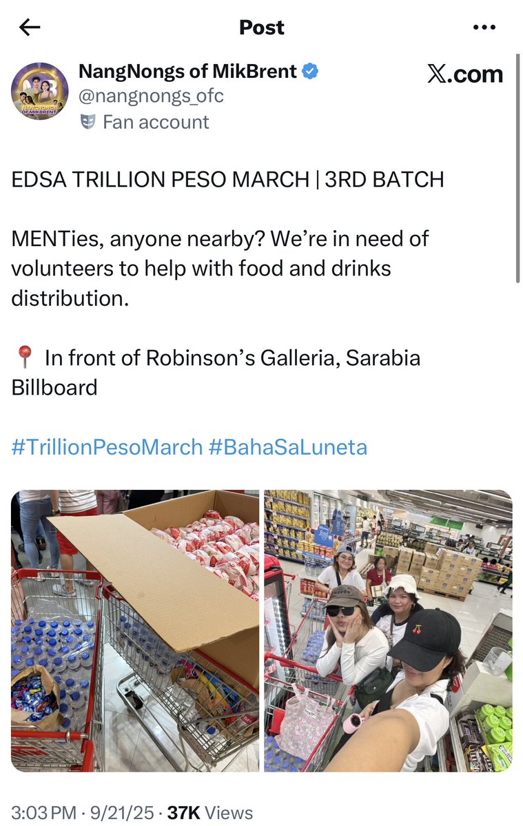Doc Laine | BBS BRINCE (@doclaineee) on Twitter photo Maraming salamat po <a href="/nangnongs_ofc/">NangNongs of MikBrent</a> , <a href="/CasitaMFO/">MF OFFICIAL</a> sa pagtindig ngayong araw at nagkaisa tayong lahat para sa bayan.
Eto ang “life outside the stan” may puso para sa bayan. Hindi kami puro “pbb lang” at “fan lang”.
Alam naten na malaking parte din dito ang isang Brent Manalo! Maraming salamat po <a href="/nangnongs_ofc/">NangNongs of MikBrent</a> , <a href="/CasitaMFO/">MF OFFICIAL</a> sa pagtindig ngayong araw at nagkaisa tayong lahat para sa bayan.
Eto ang “life outside the stan” may puso para sa bayan. Hindi kami puro “pbb lang” at “fan lang”.
Alam naten na malaking parte din dito ang isang Brent Manalo!