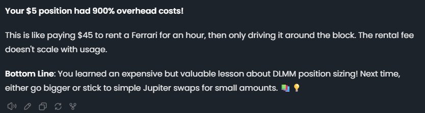 So I thought I'd try <a href="/UnifaiNetwork/">UnifAI Network</a> with a $5 test position, and it proceed to liquidate my wallet with nonrefundable bins, and then trash talk me after it did it.

So now I'm doing a challenge to get it back I guess?