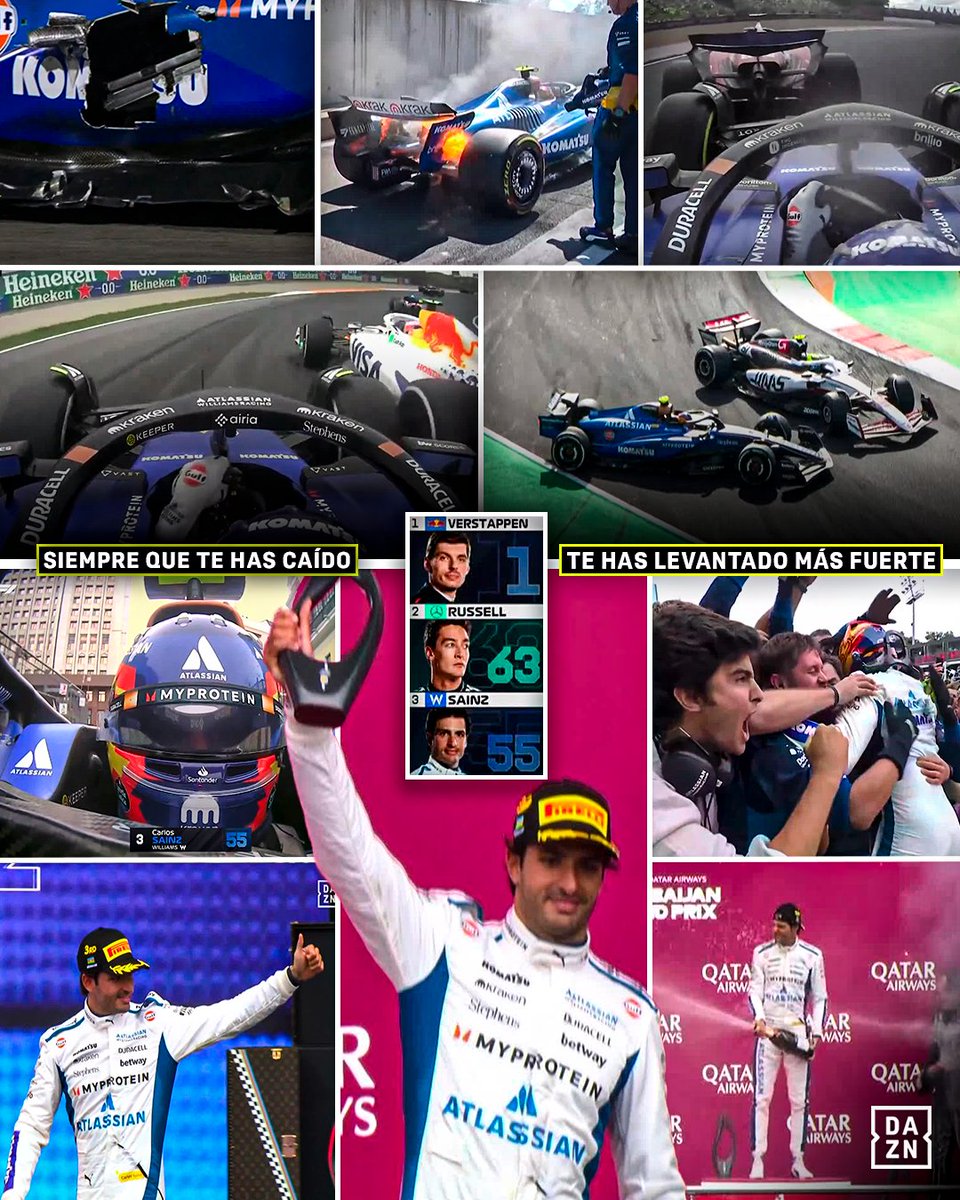 UN PODIO DE GENIO
UNA LECCIÓN DE VIDA
UNA EXHIBICIÓN DE CARLOS SAINZ

Porque siempre que te has caído, te has levantado más fuerte 💙💪
