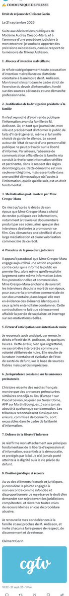 Garin publie et supprime un communiqué de presse à propos des poursuites qu’<a href="/audrey_crespo/">Audrey Crespo-Mara</a> engage contre lui. Il a supprimé son communiqué après que des internautes lui ont fait remarquer ses contradictions entre les points 2 et 5 et ignore la jurisprudence sur la vie privée 👇🏻