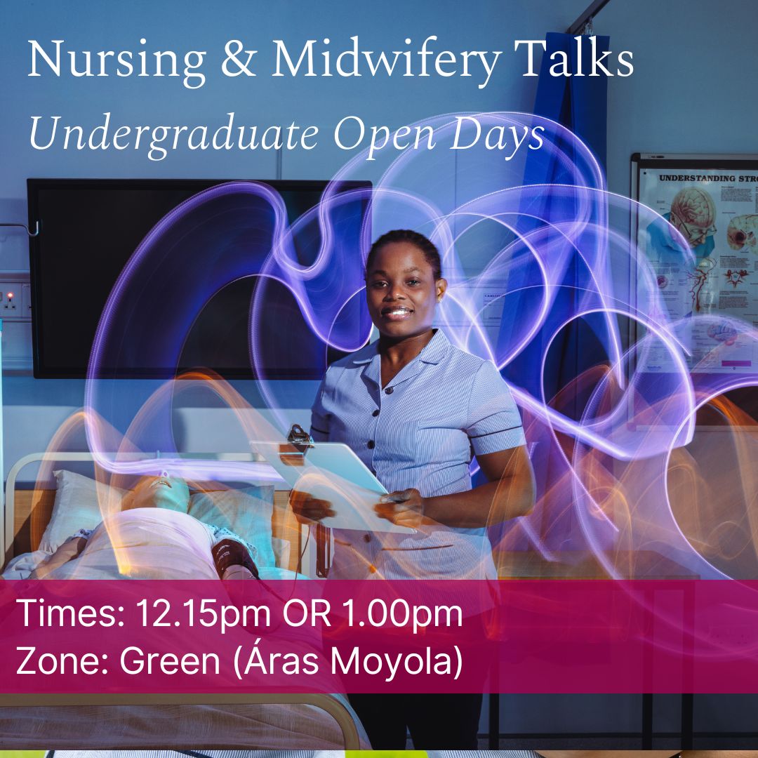 Passionate about health and caring for others? Join our Nursing &amp; Midwifery talks in the Green Zone at University of Galway's Undergraduate Open Days on Fri 3 &amp; Sat 4 October and discover what it’s like to make a difference in people’s lives!

Register Now!

🗓️ 3 &amp; 4 October 2025