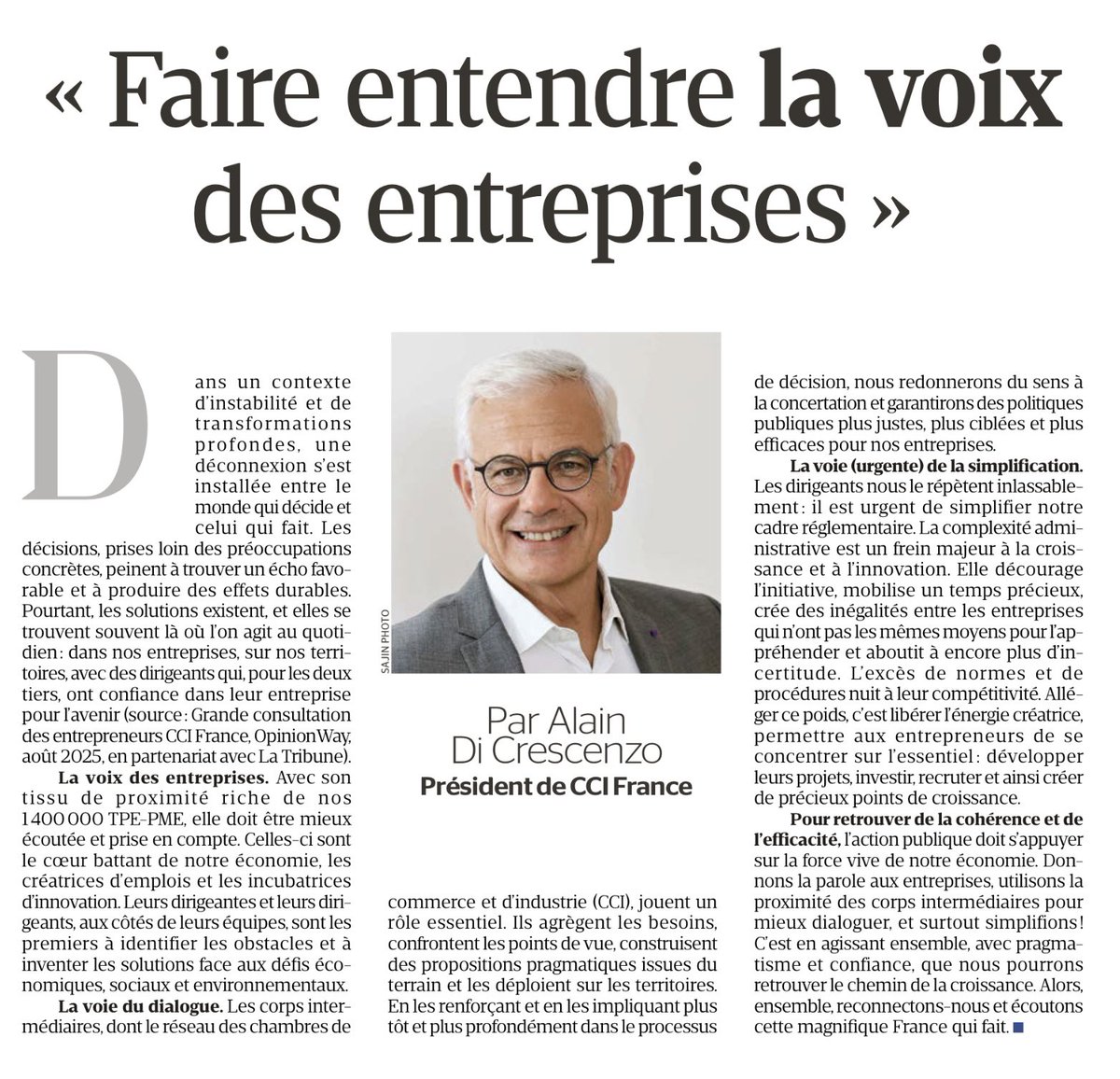 Bravo <a href="/DiCrescenzo_A/">Alain DI CRESCENZO</a> Président <a href="/ccifrance/">CCI France 🇫🇷🇪🇺</a> !

Espérons que la voix des entreprises sera entendue !

<a href="/CCI_95/">CCI Val-d'Oise  🇫🇷</a> <a href="/CCI_Paris_IdF/">CCI Paris IdF</a>