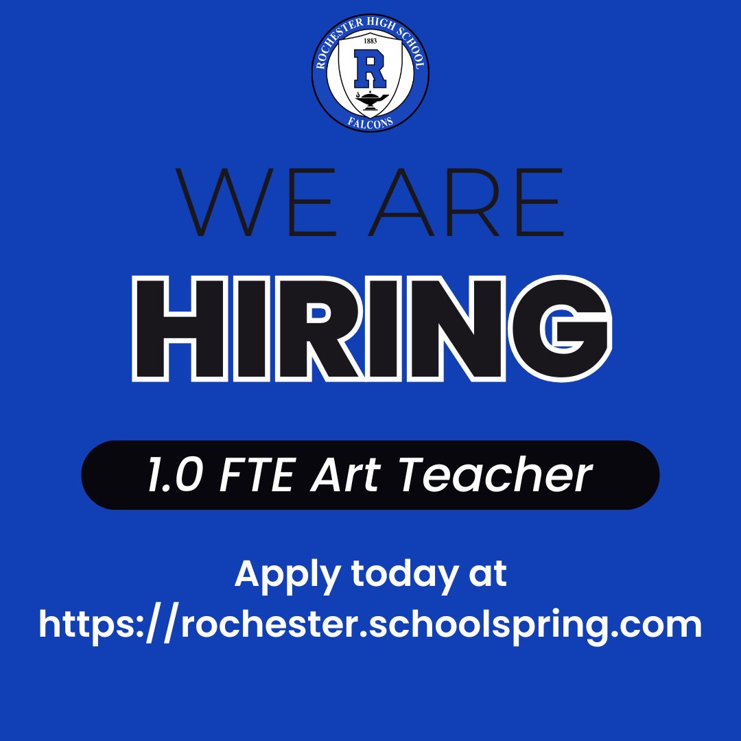 RHS is hiring! Apply today on the Rochester Community Schools website!