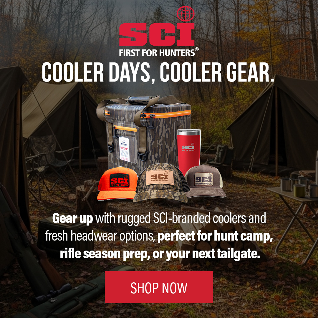 SafariClubIntl's tweet photo. Cool days are around the corner. 🍂 Gear up with SCI-branded coolers and headwear options that are perfect for your hunting trips this fall and late season when temperatures dramatically drop.

Stay cozy at camp. SHOP now! 🛍️ https://t.co/pSxuSS6FPG https://t.co/Di7eK1vFnK