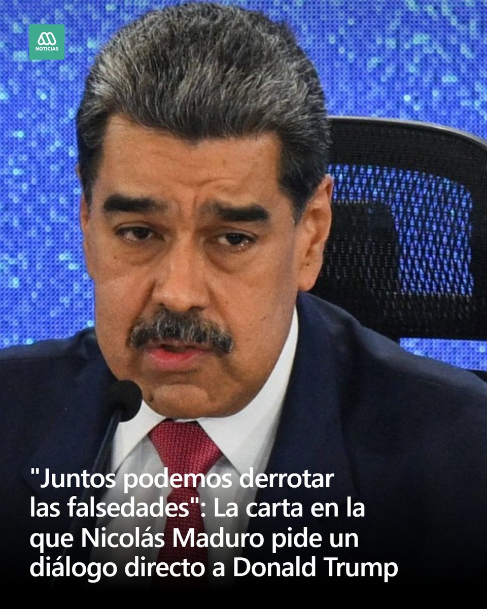 meganoticiascl's tweet photo. El presidente de Venezuela, Nicolás Maduro, envió una carta a su par estadounidense, Donald Trump, en la cual le solicita retomar un diálogo directo entre sus gobiernos para superar las tensiones actuales. https://t.co/BNVfoNAgcX