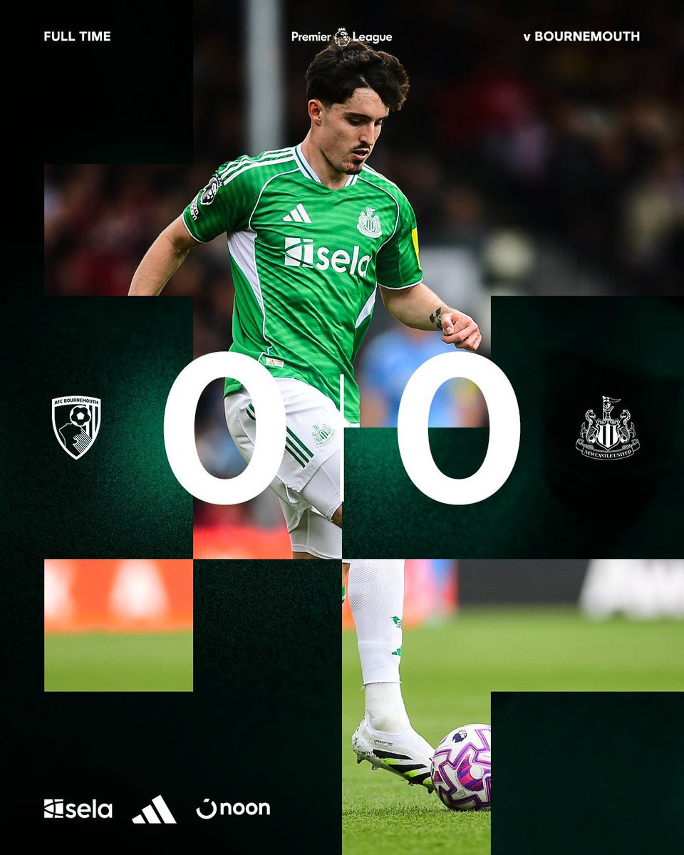 FT: Bournemouth 0–0 Newcastle. Solid point, but too cautious for a side chasing CL Qualification for next season, We need ambition, not just safety. #NUFC #NUFCNews #nufcfans #NewcastleUnited