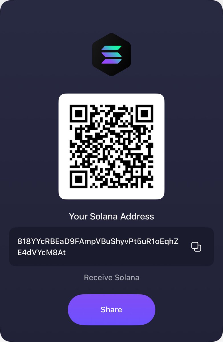 Solana (SOL) Address: 818YYcRBEaD9FAmpVBuShyvPt5uR1oEqhZE4dVYcM8At