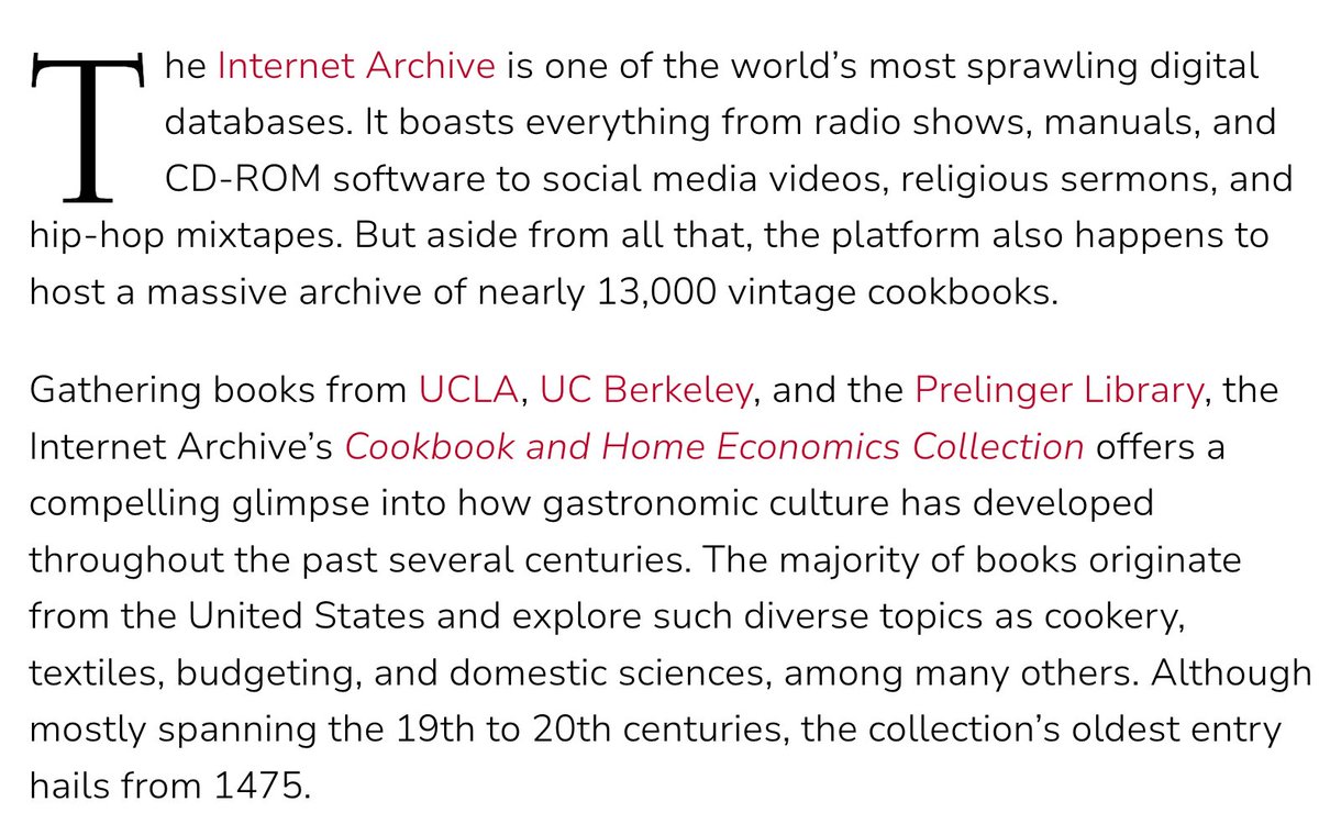 infodocket's tweet image. "Whet Your Appetite With Nearly 13,000 Historical #Cookbooks in This Sprawling Online Archive" (via @mymodernmet) mymodernmet.com/internet-archi…