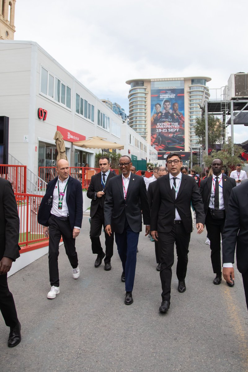 UrugwiroVillage's tweet image. This afternoon, President Kagame joined the Azerbaijan Grand Prix at the Baku Formula 1 street circuit, as he concluded his 3-day official visit.