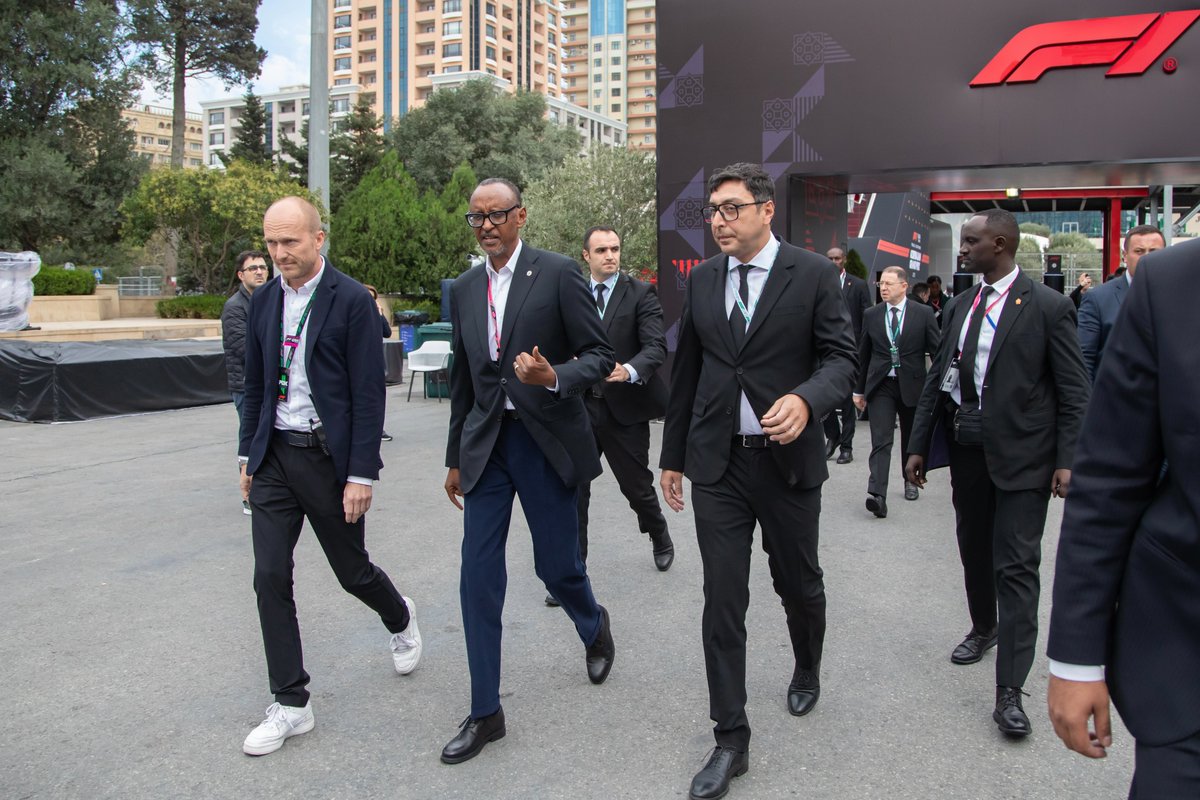 UrugwiroVillage's tweet image. This afternoon, President Kagame joined the Azerbaijan Grand Prix at the Baku Formula 1 street circuit, as he concluded his 3-day official visit.