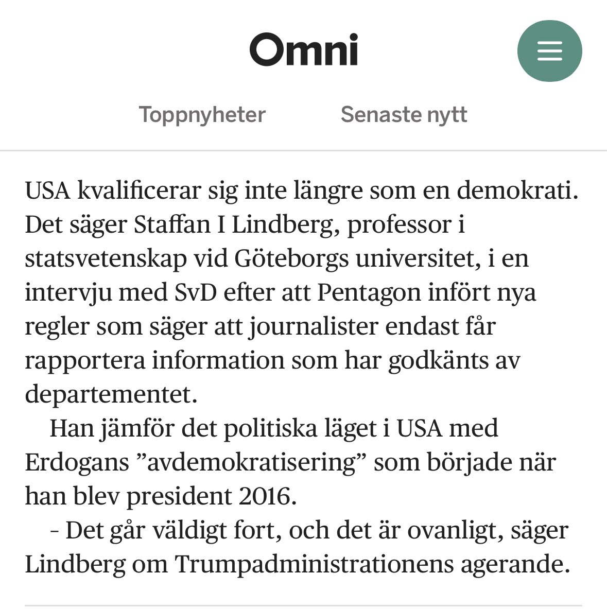 Detta behöver sägas. Det går fort utför för demokratin i USA…