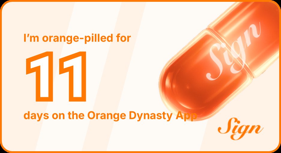 I've been Orange-Pilled and Seeing Signs for 11 days 👀🧡🐉.Join the app and be a better version of yourself!
orange.sign.global/app?user=446CM…