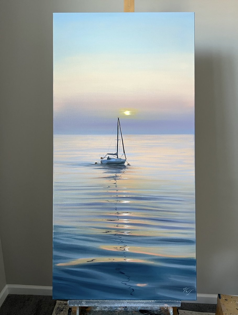 Sunset’s Embrace, oil on canvas 48x24 inches, available on my website evavolf.com with complimentary global shipping 🌎