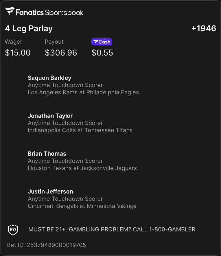 TouchPapa_'s tweet image. Let's have a day, don't overthink the week 3 slate! ✅🫡

@FanaticsBook #NFLPicks #GamblingX