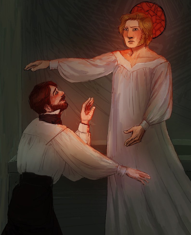 my art for werewolfone (on tumblr)’s <a href="/TerrorBigBang/">The Terror Big Bang</a> fic, lenore loves me dead!! read it here: archiveofourown.org/works/70825376…!! spooky happenings and jirving 🤩🤩