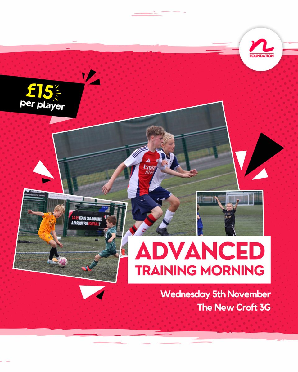 ⚽️ ADVANCED TRAINING MORNING | Looking to take your game to the next level? Our Advanced Training Mornings are the perfect opportunity to sharpen your skills with expert coaching during half term! 

Ages: U7 - U16

Secure your spot now - thenewcroftfoundation.com/football-camps
