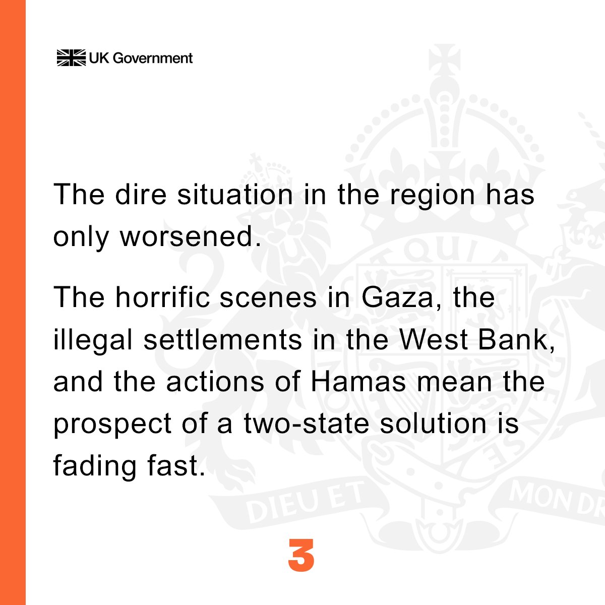 The dire situation in the region has only worsened.

The horrific scenes in Gaza, the illegal settlements in the West Bank and the actions of Hamas mean the prospect of a two-state solution is fading fast.