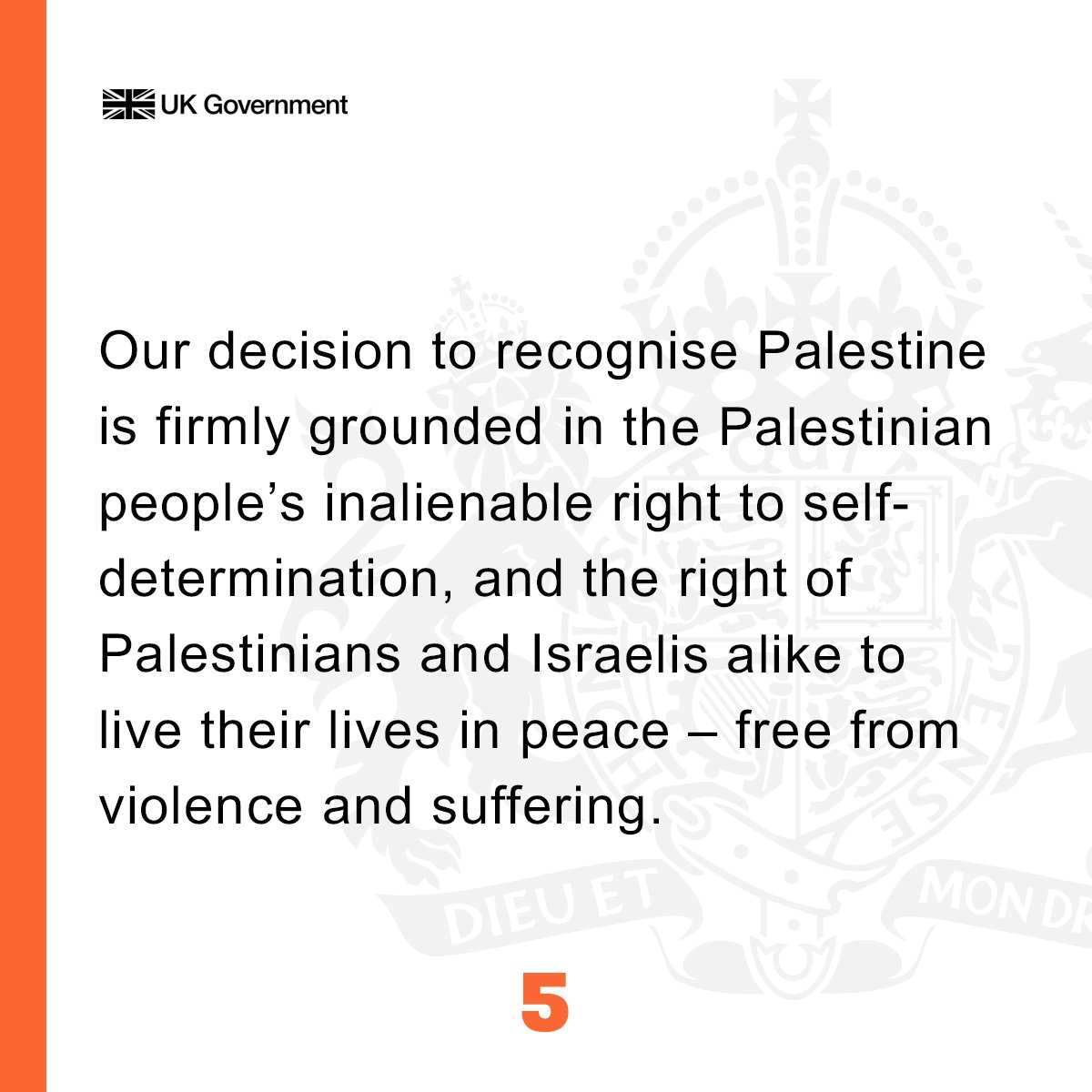 Our decision to recognise Palestine is firmly grounded in the Palestinian people’s inalienable right to self-determination, and the right of Palestinians and Israelis alike to live their lives in peace – free from violence and suffering.