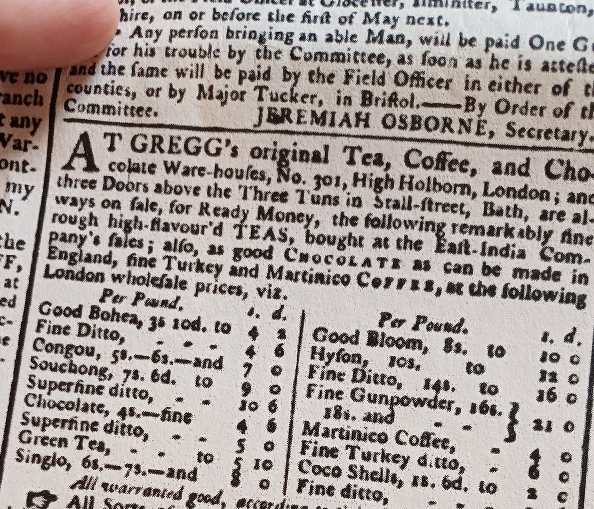 At <a href="/GreggsOfficial/">Greggs</a> in High Holborn there is - according to this eighteenth-century newspaper - 'as good CHOCOLATE as can be made in England.'

Well done Greggs!

(I have a family member who loves <a href="/GreggsOfficial/">Greggs</a> so much he tried to take his wife there on Valentine's Day.)