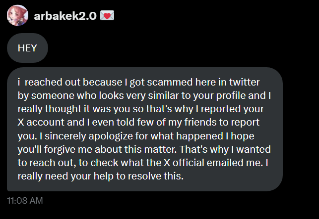 Doe | Mouse Ranger🧀VTuber (@doemancervt) on Twitter photo Hi hi adventurers, look like a lovely artist in the community ( <a href="/arbaaakzzzz222/">arbakek2.0 💌</a> ) was hacked so wanted to share a quick post to stay aware! This was a DM I got from them this morning, stay safe 🩷 Hi hi adventurers, look like a lovely artist in the community ( <a href="/arbaaakzzzz222/">arbakek2.0 💌</a> ) was hacked so wanted to share a quick post to stay aware! This was a DM I got from them this morning, stay safe 🩷