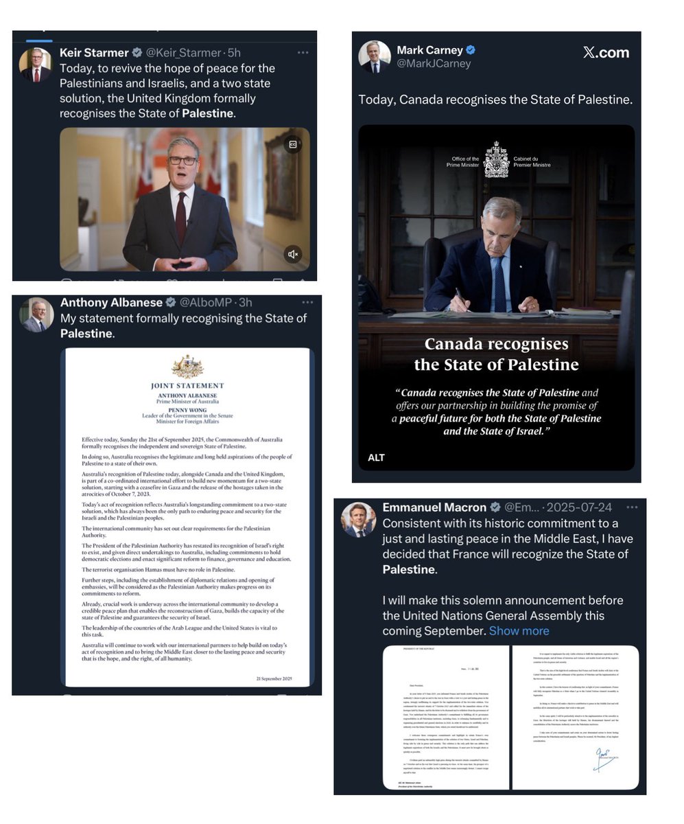 All of these Countries are experiencing the same managed decline, and all of them pretty much at the same time decide to recognize Palestine as a State. These are puppets. All following the same path &amp; orders. We are not sovereign nations.
