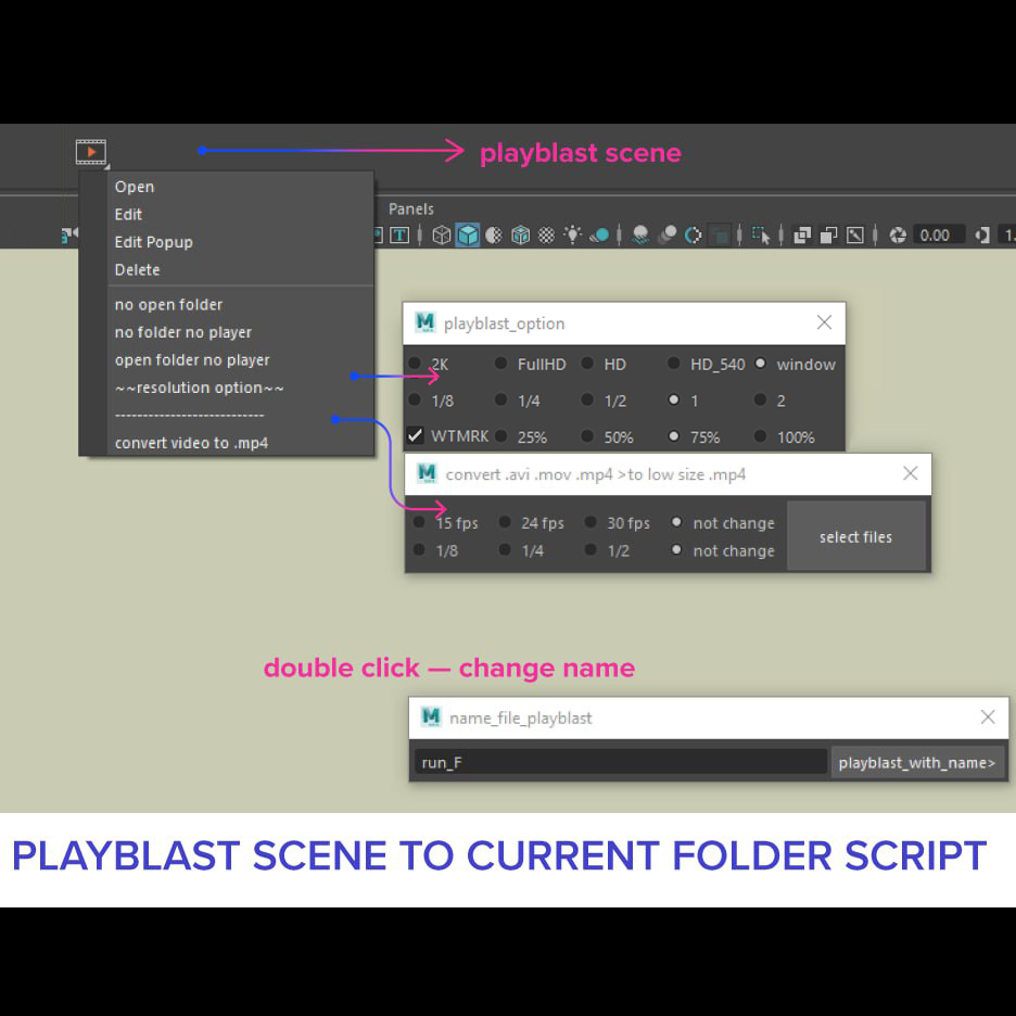 PBarnev's tweet image. #maya #script make Viewport playblast, convert to low-size .mp4 format, and save to current file folder.
pavelbarnev.gumroad.com/l/playblast