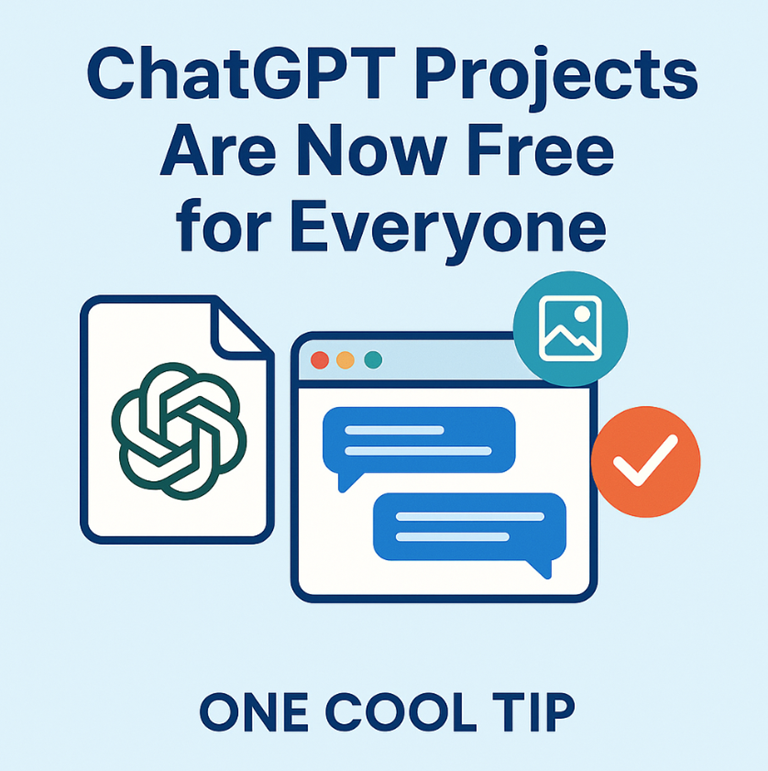 rjmans's tweet image. 🤖  ChatGPT Projects Are Now Free for Everyone

📣 Big win for free users: ChatGPT’s Projects workspace is now unlocked for everyone! Create custom workspaces!  Say y goodbye to messy chat histories.

READ MORE BELOW

#ChatGPTProjects #AI #FreeTier @OpenAI @sama