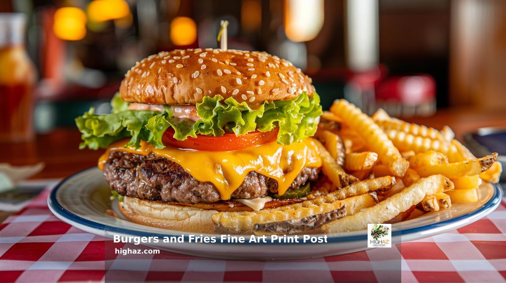 HighAZCreations's tweet photo. Add a touch of brilliance to your walls with this "Burgers &amp; Fries Fine Art Print" by HighAZCreations! 🌟✨ Durable, customizable, and sustainably made. Perfect for art &amp; food lovers alike! Order now for $78.00 &amp; elevate your decor: https://t.co/VyA3Z50SXS #art #food #homeDecor https://t.co/LJ7CJgt8hS