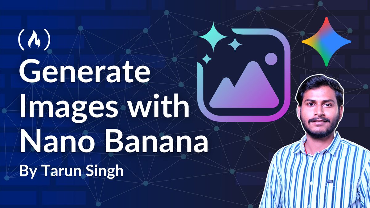 freeCodeCamp's tweet image. Nano Banana gives you powerful tools to generate images with natural-language prompts.
It's a great way to add images to your next project.
Here, @itsTarun24 shows you how to set it up, do edits & fusion, and more.
freecodecamp.org/news/nano-bana…