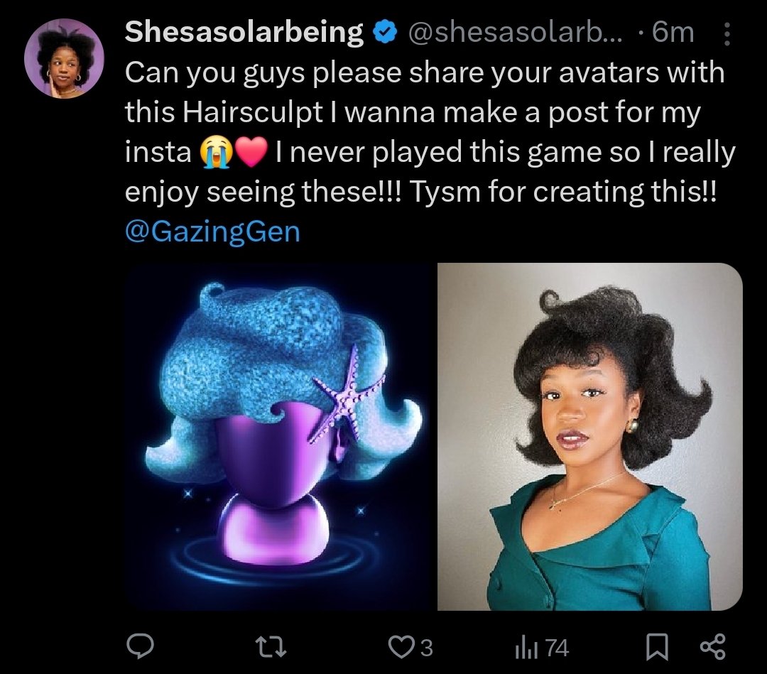 The hair-Artist <a href="/shesasolarbeing/">Shesasolarbeing</a> just discovered that her hair work, was taken as a reference for the new hair released in Royale High💙Go support her and show off the amazing outfits you made with her gorg. hair ✨️ #ROBLOX #royalehigh #Royale #Royalloween #royalehighcampus4