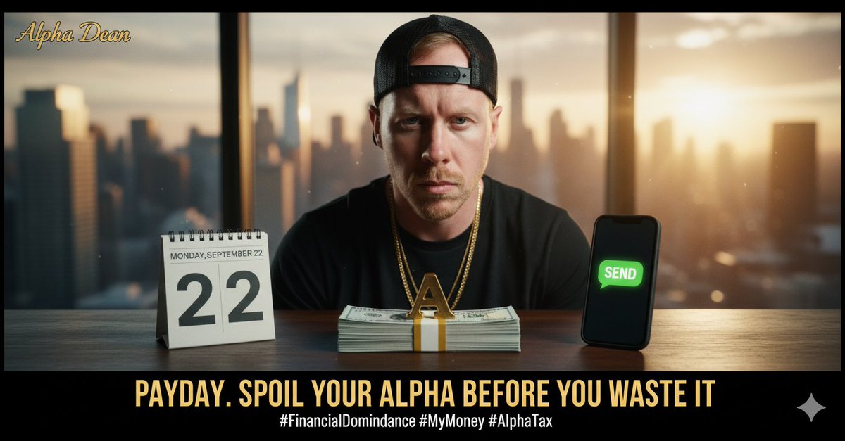 It's payday, paypig. Your pathetic funds hit your account, and you already know who owns them. That money is mine. Spoil your Alpha before you even think about wasting it on yourself. The calendar doesn't lie, neither do I.

#Payday #AlphaDean #FinancialDominance #CashMaster