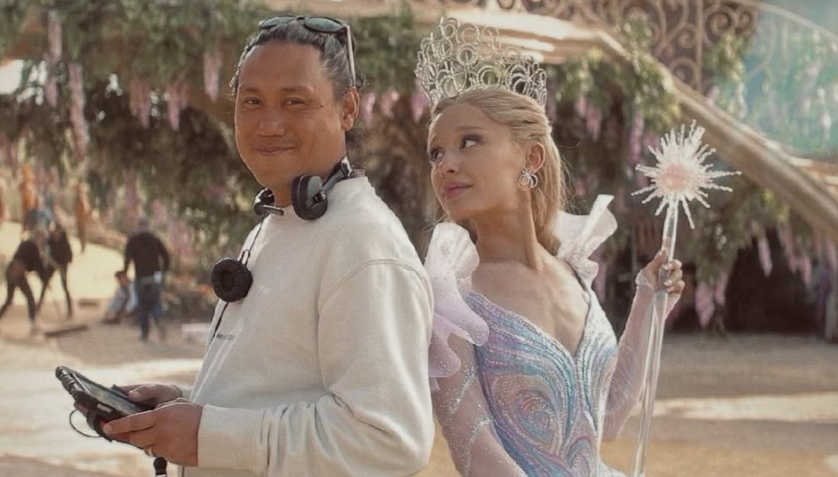 Jon M. Chu and Ariana Grande on the set of ‘WICKED: For Good’ 

(Via IG)