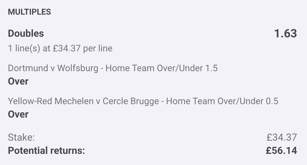 BadManBetting's tweet photo. 🚀 Turbo Bet 3

This one takes our £10 to over £50, feel free to bank some if you like. 

📌 Load: https://t.co/F1GYaFssGl

👉 Dortmund to score 2+:

Dortmund have scored two or more in 11 consecutive league games.

Wolfsburg are without a clean sheet so far this season, extending to just one in their last 16 league games.

Dortmund won 3-1 & 4-0 against Wolfsburg last season.

👉 Mechelen to score: 

Mechelen have scored in all seven league games so far.

Cercle Brugge have conceded in five of seven, conceding three goals last time out.

Their two clean sheets came against two of the bottom three sides.

18+, gamble responsibly.