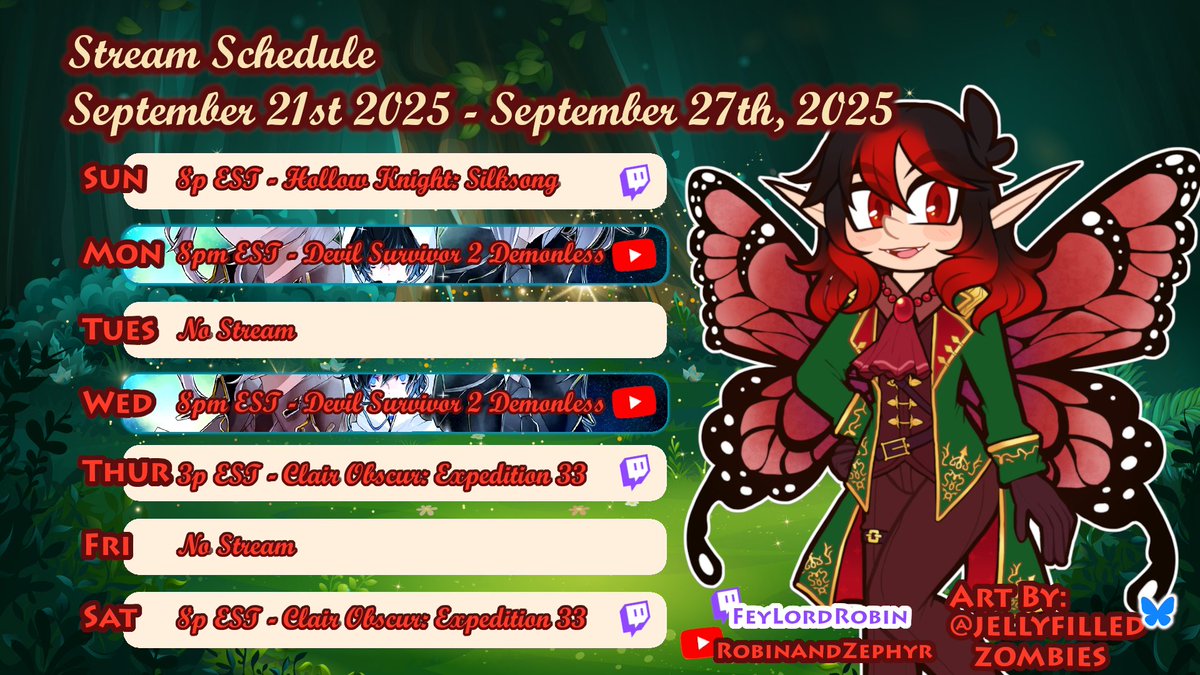 SCHEDULE
Another day of Silking our song, along with Day 5 of DeSu 2 Demonless! We'll be taking out Alioth this week, so don't miss it! After that, a double header of Expedition 33!

Hope to see you there~
#Vtuber #ENVTuber #VtuberEN #VtuberUprising