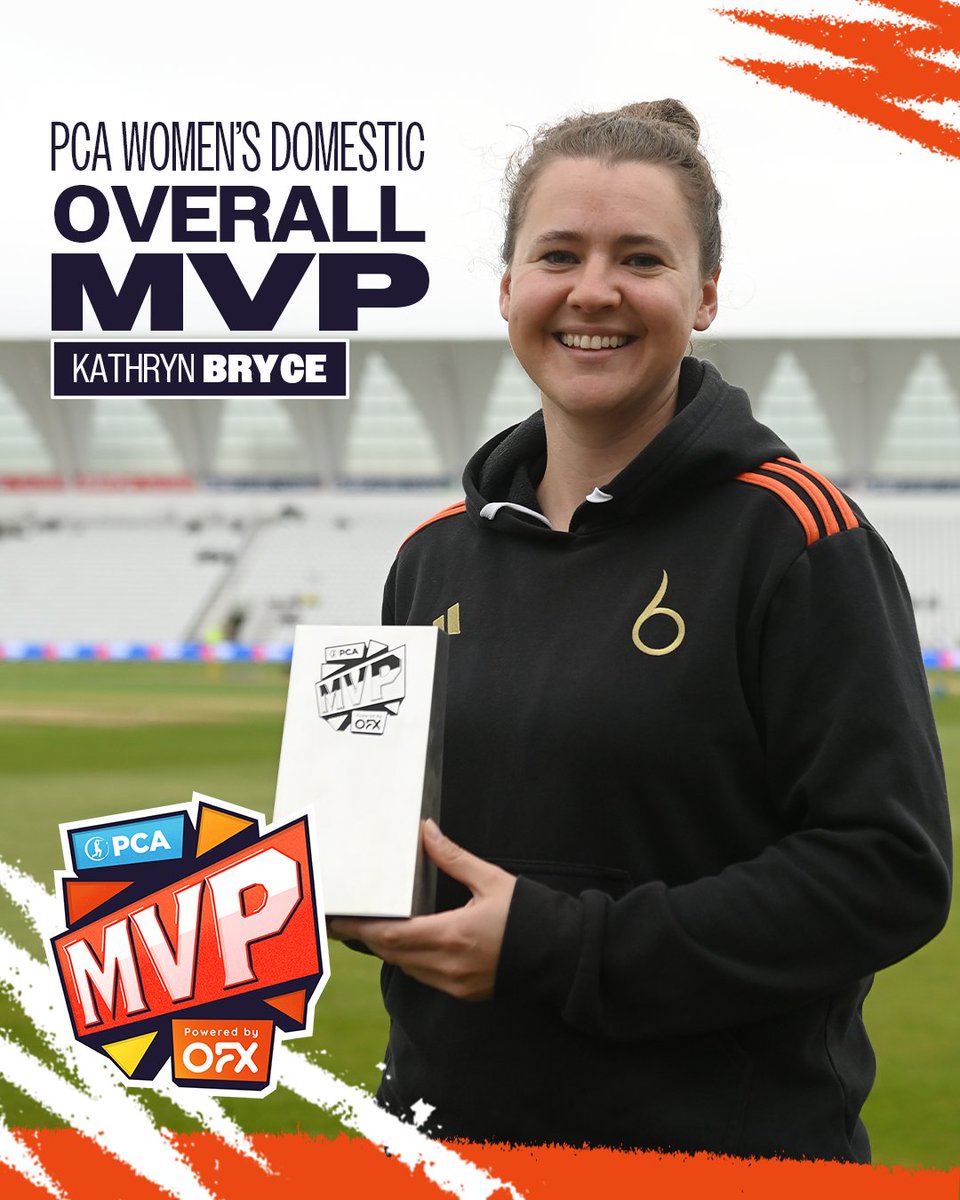 She's done the MVP double once again 🌟

After another outstanding season, <a href="/Kathryn_Bryce/">Kathryn Bryce</a> retains the PCA Women's Domestic Overall MVP title 🏆

She is also the <a href="/onedaycup/">Metro Bank One Day Cup</a> Women's Player of the Year having starred with bat &amp; ball 🙌

🔗 bit.ly/BryceMVPs2025