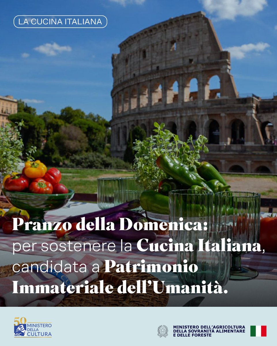 MiC_Italia's tweet image. Il Pranzo della Domenica è un rito che unisce famiglie, territori e comunità.
Un evento simbolico per celebrare l’anima della Cucina Italiana, candidata a Patrimonio Immateriale dell’Umanità UNESCO. @SocialMasaf @comuni_anci