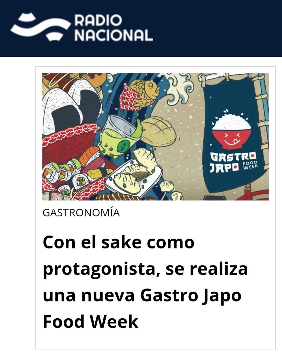 Con el sake como protagonista, se realiza una nueva Gastro Japo Food Week: Una nueva edición de la Gastro Japo Food Week se realizará del 26 de septiembre al 5 de octubre, con la participación de 40 restaurantes, cafeterías, pastelerías y deliveries. +Info radionacional.com.ar/con-el-sake-co…
