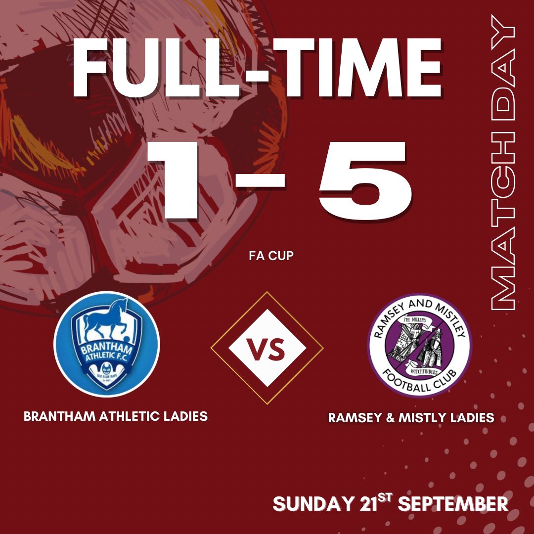 ⚽️BRANTHAM 1 - 5 RAMSEY &amp; MISTLEY⚽️

WE ARE THROUGH TO THE NEXT ROUND OF THE FA CUP! Turning up as the under dogs against a team higher than us we knew we had a challenge to be at our best today, and the team made sure to deliver just that!