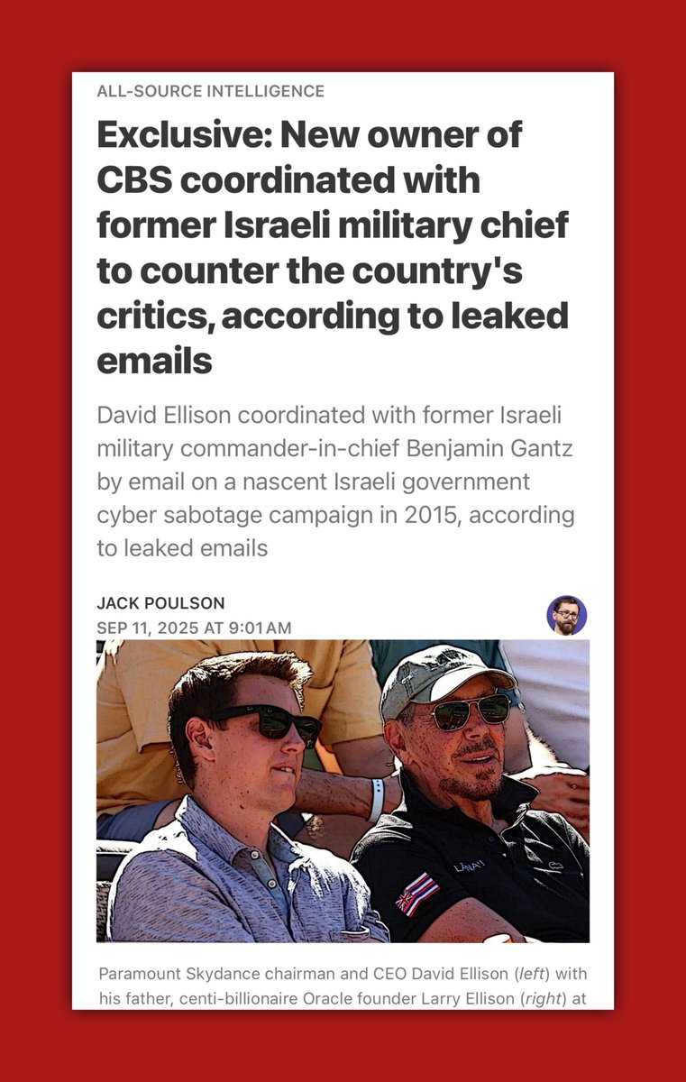 <a href="/MaxBlumenthal/">Max Blumenthal</a> <a href="/CredibleUFO/">JewForPeace🇺🇸🕊☮🍉</a> This is an excellent article about the new owner of CBS &amp; potentially TikTok

open.substack.com/pub/jackpoulso…