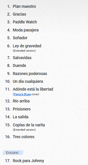 <a href="/BodasQuimicas/">Las Bodas Químicas</a> <a href="/miafolino/">Mia</a> 📜 #Setlist de Las Bodas Químicas en Lucille