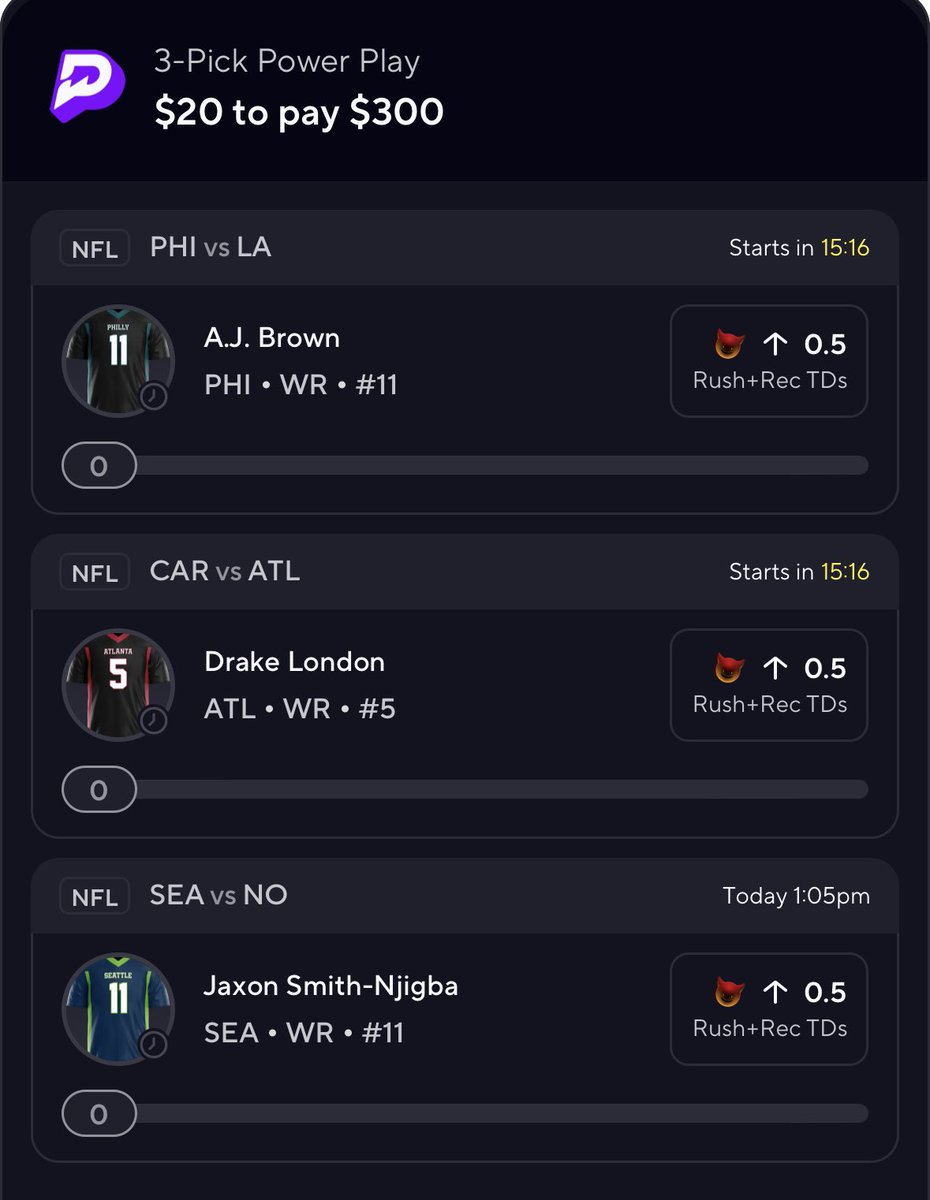 TrollyBets's tweet photo. Week 3 | Anytime TD Slip 🔒

THEY GET THEIR FIRST TD TODAY 🫡

A.J. Brown TD
Drake London TD
Jaxon Smith-Njigba TD

Like if Tailing ❤️.

#NFL #PrizePicks #GamblingX https://t.co/i9KT6WXCH5