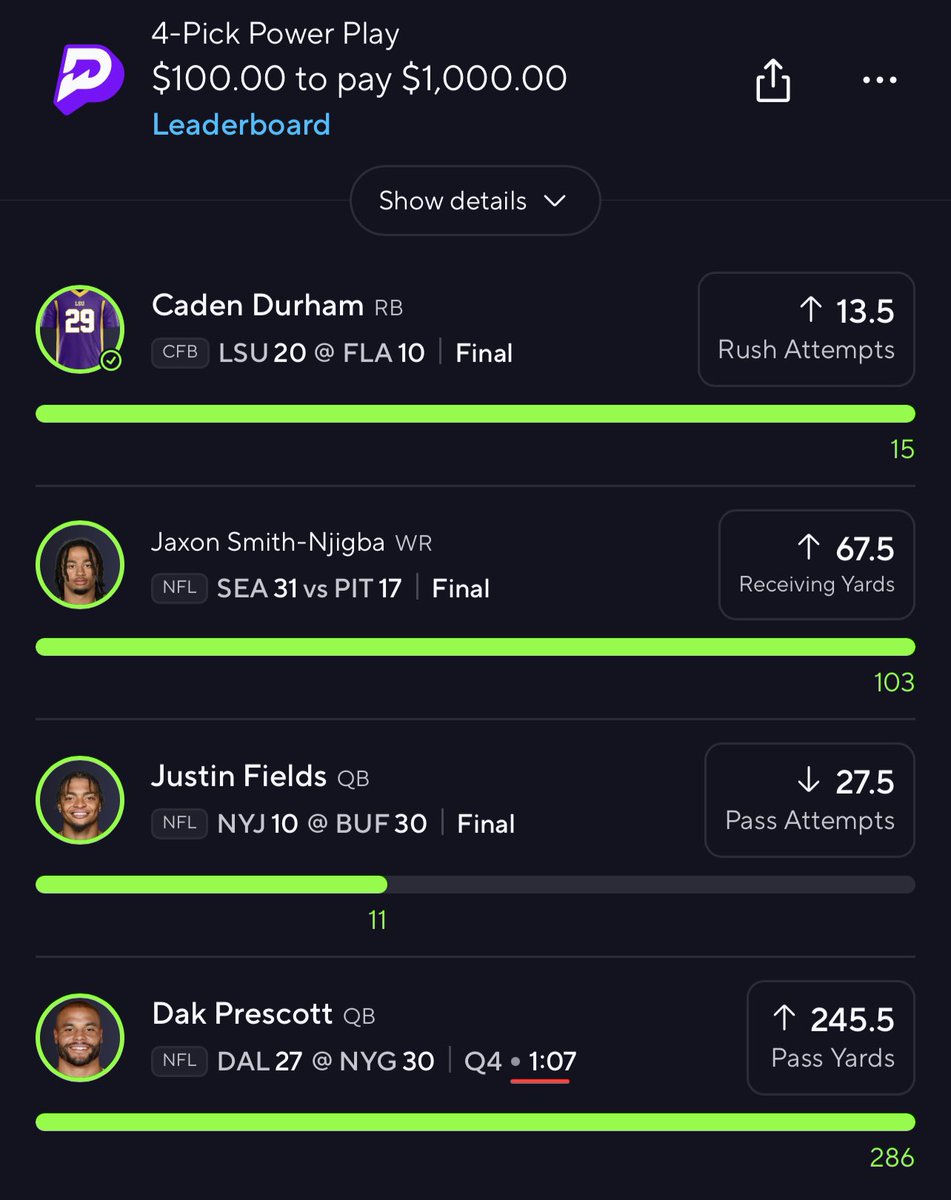 NFL has been feeding ✅✅✅

Who’s ready for some plays 💰💰💰

$15 VIP 🥂⬇️
dubclub.win/r/p/pri-6xtz5/…

#prizepicks #gamblingx