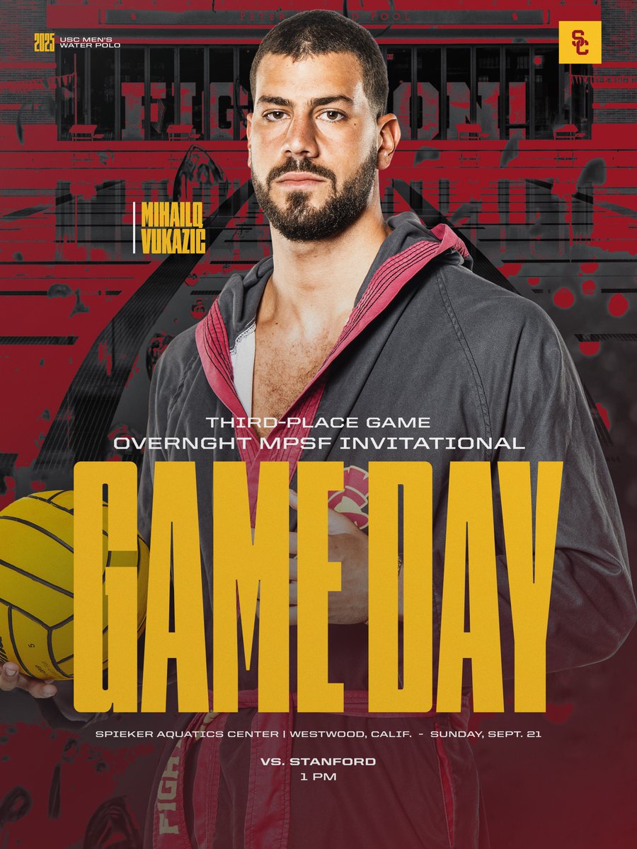 Wrapping up our weekend in Westwood with a key clash against the Cardinal at the Overnght MPSF Invite!
USC ⚔️ Stanford
📍: Spieker Aquatics Center
⏰: 1 p.m.
🖥️: overnght.com
📊: scores.6-8sports.com/scoreboard
#FightOn ✌️