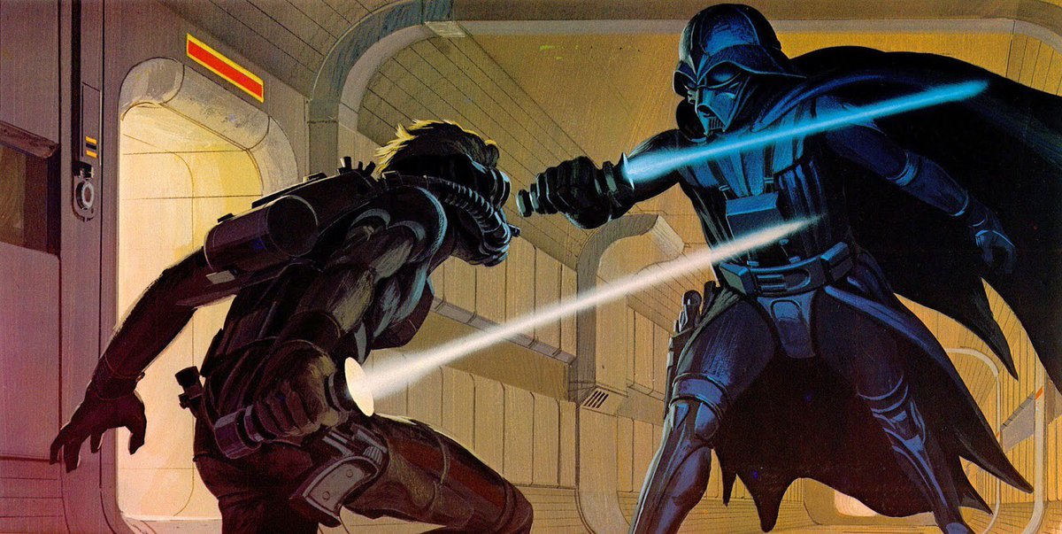 SciFiArchives's tweet image. Concept art by Ralph McQuarrie for Star Wars
