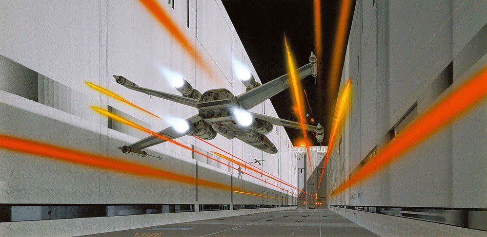 SciFiArchives's tweet image. Concept art by Ralph McQuarrie for Star Wars