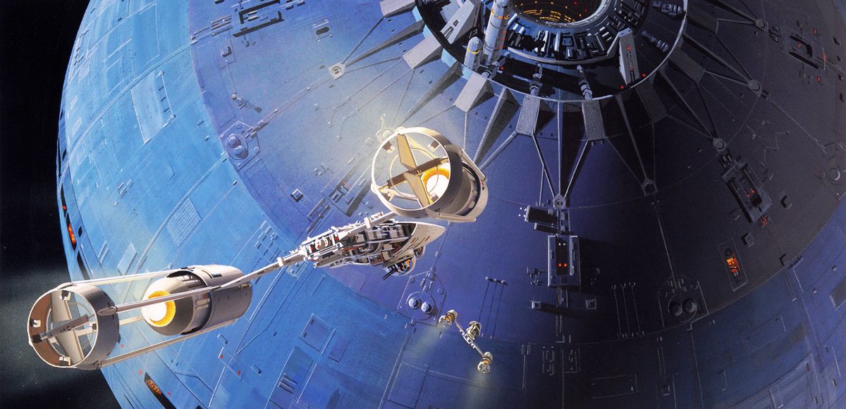 SciFiArchives's tweet image. Concept art by Ralph McQuarrie for Star Wars