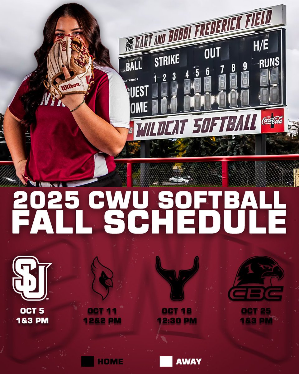 🚨FALL BALL LOADING…

🥎Schedule:
Sunday, October 5 @SeattleU
1pm vs Seattle University (DH)

Saturday, October 11th @Home
12pm vs North Idaho (DH)

Saturday, October 18th @Home
12:30pm vs YVC (10 Innings)
ALUMNI DAY

Saturday, October 25th @Home
1pm vs Columbia Basin (DH)