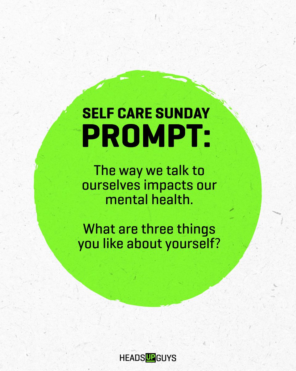 HeadsUpGuys's tweet image. It’s important to pay attention to our self-talk and replace negative thoughts with more positive ones.
Take a moment to list 3 three things that you like about yourself.
headsupguys.org/how-to-overcom…