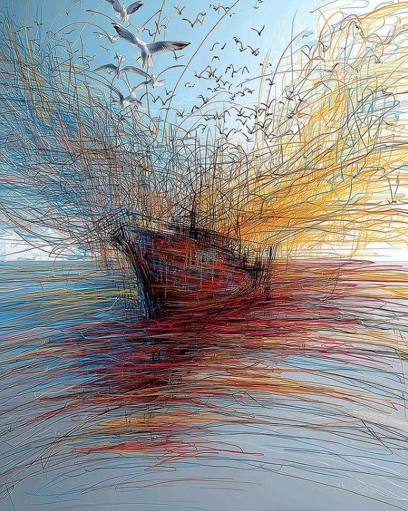 Brindille_'s tweet photo. Flight from the Bow
© Yehan Wang (Canadian artist) https://t.co/RoZUr8ERWV